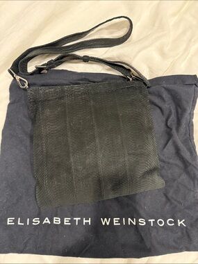 Elisabeth Weinstock Black Snake-Embossed Leather Shoulder Bag